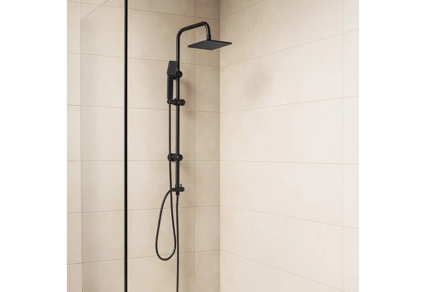 Grafner Duschsystem Schwarz mit Regenschauerduschkopf und Handbrause - Bild 2