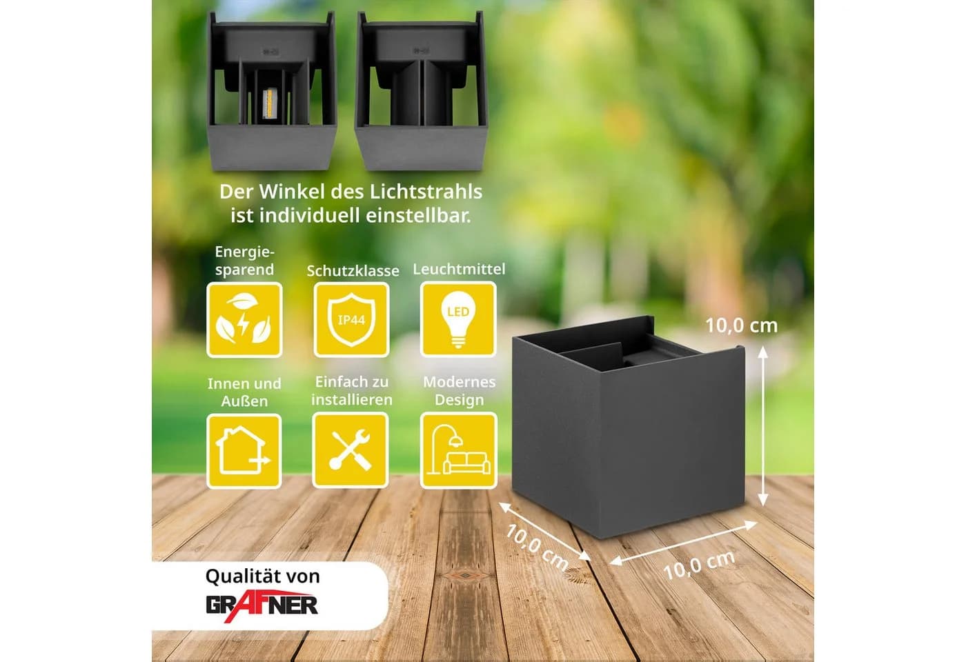 Grafner LED Wandleuchte Aluminium Anthrazit IP44 - Bild 3