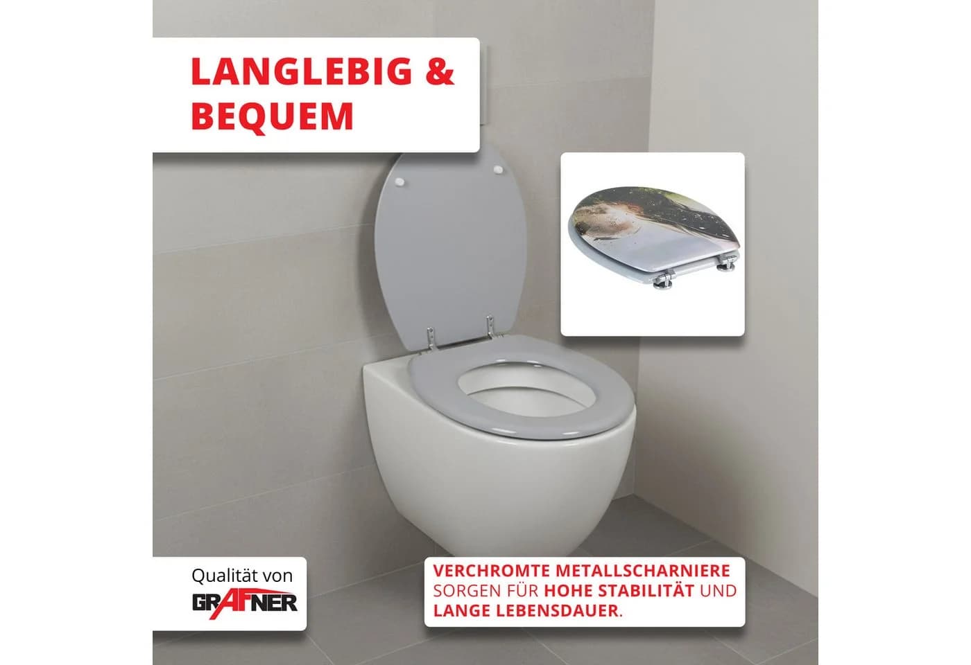 Grafner WC-Sitz aus MDF Ovale Form Antibakteriell - Bild 3