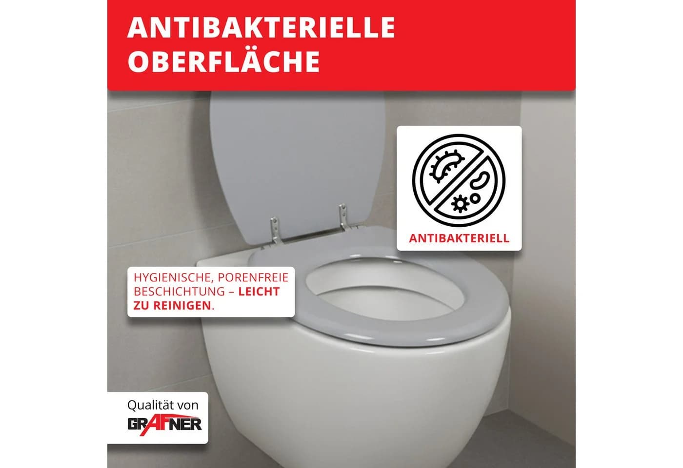 Grafner WC-Sitz aus MDF Ovale Form Antibakteriell - Bild 4