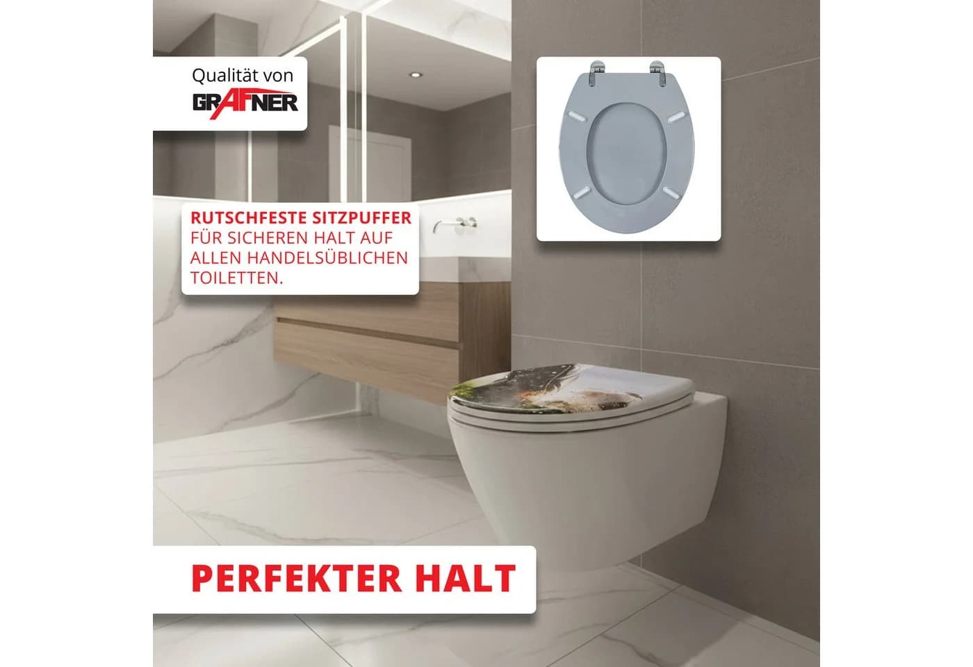 Grafner WC-Sitz aus MDF Ovale Form Antibakteriell - Bild 5