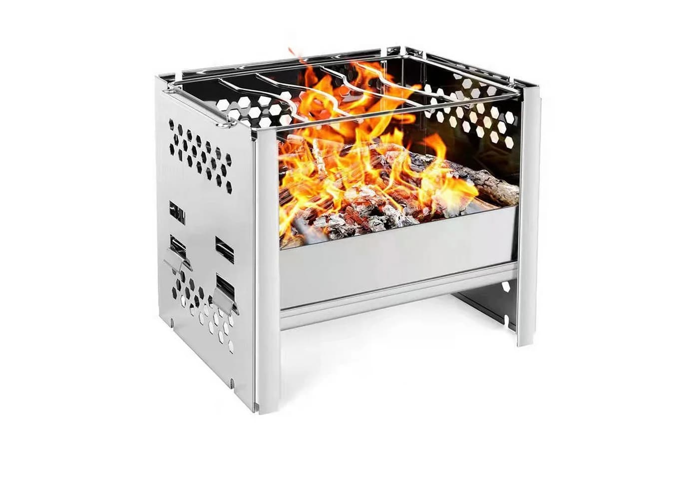 Grafner Faltbarer Campingkocher & Holzkohlegrill Edelstahl - Bild 2