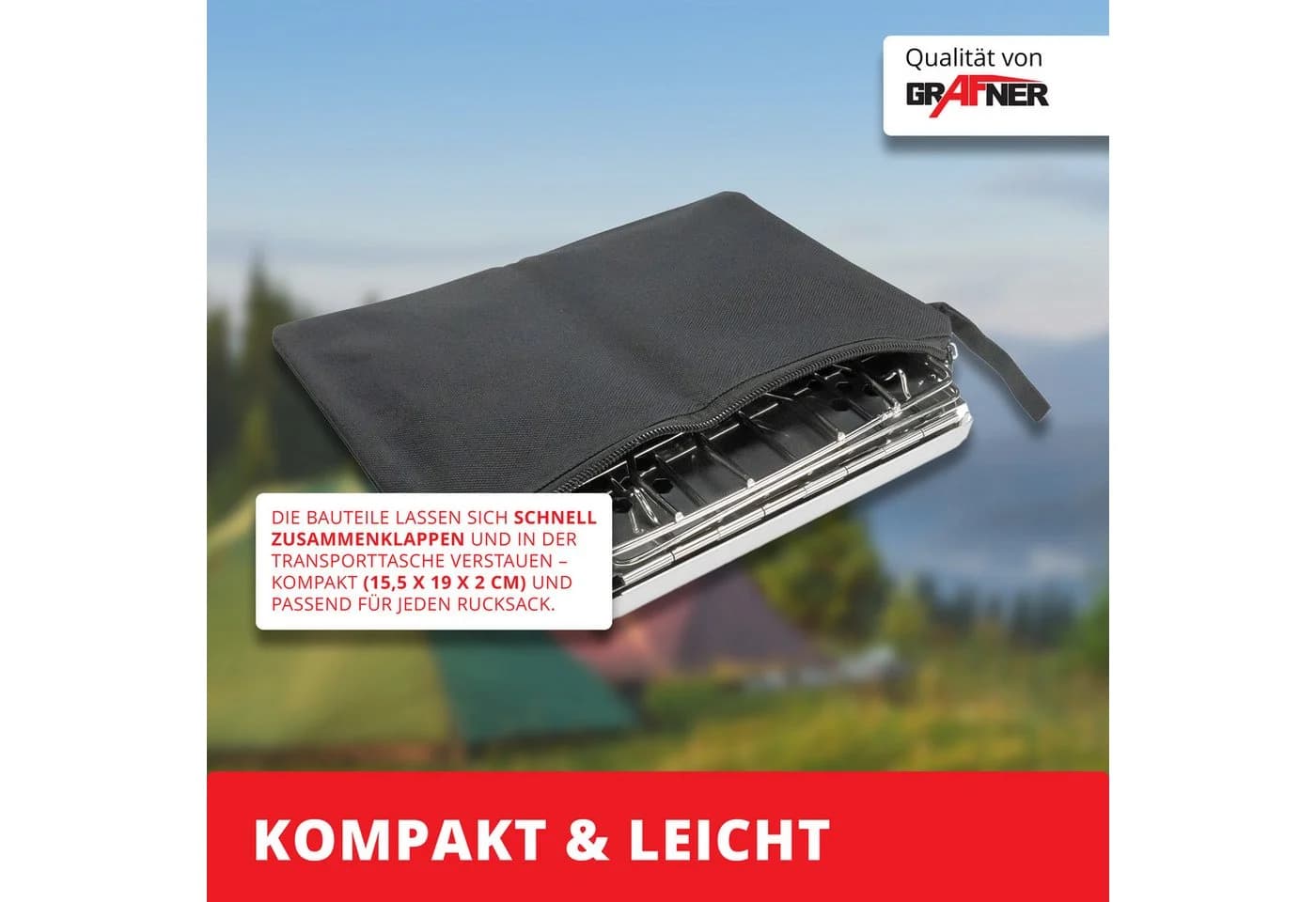 Grafner Faltbarer Campingkocher & Holzkohlegrill Edelstahl - Bild 5