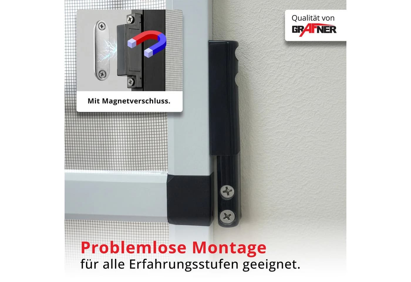 Grafner Insektenschutz-Tür mit Softclose & Magnet 95x210cm Weiß - Bild 3