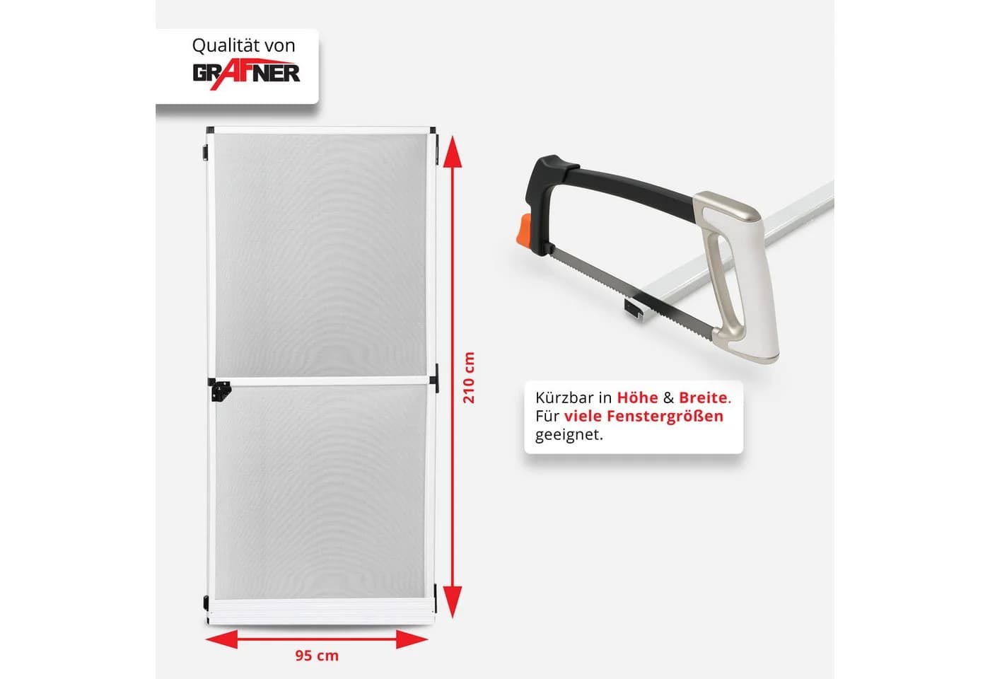 Grafner Insektenschutz-Tür mit Softclose & Magnet 95x210cm Weiß - Bild 4