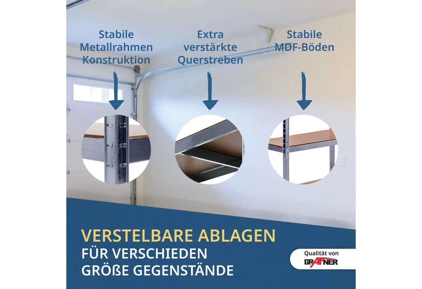 Grafner Schwerlastregal 2er Set 10 Böden Metall MDF Silber - Bild 5