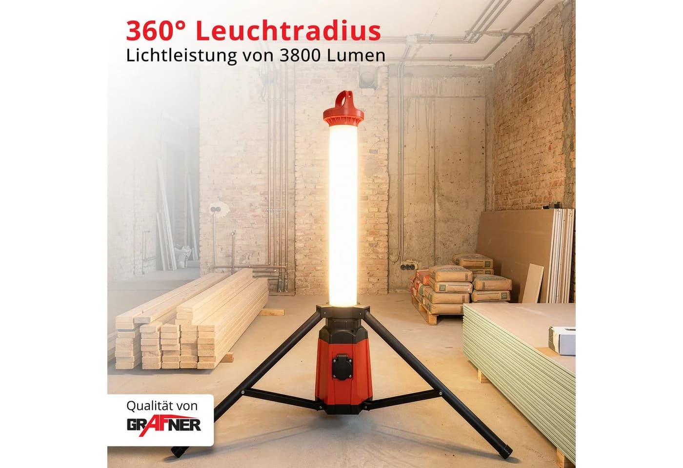 Grafner LED Baustrahler 360° Arbeitsleuchte IP44 3800Lm