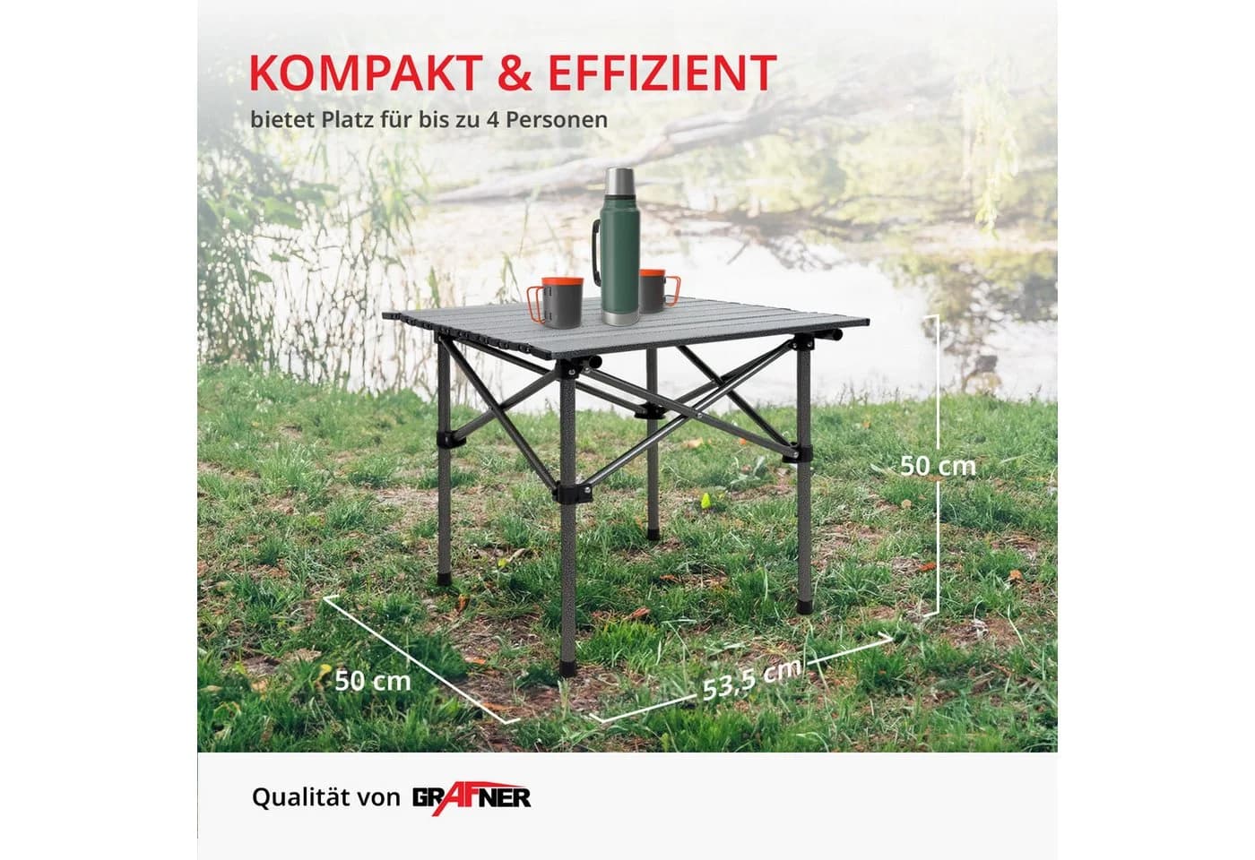 Grafner Campingtisch Klappbar Schwarz Carbon-Stahl