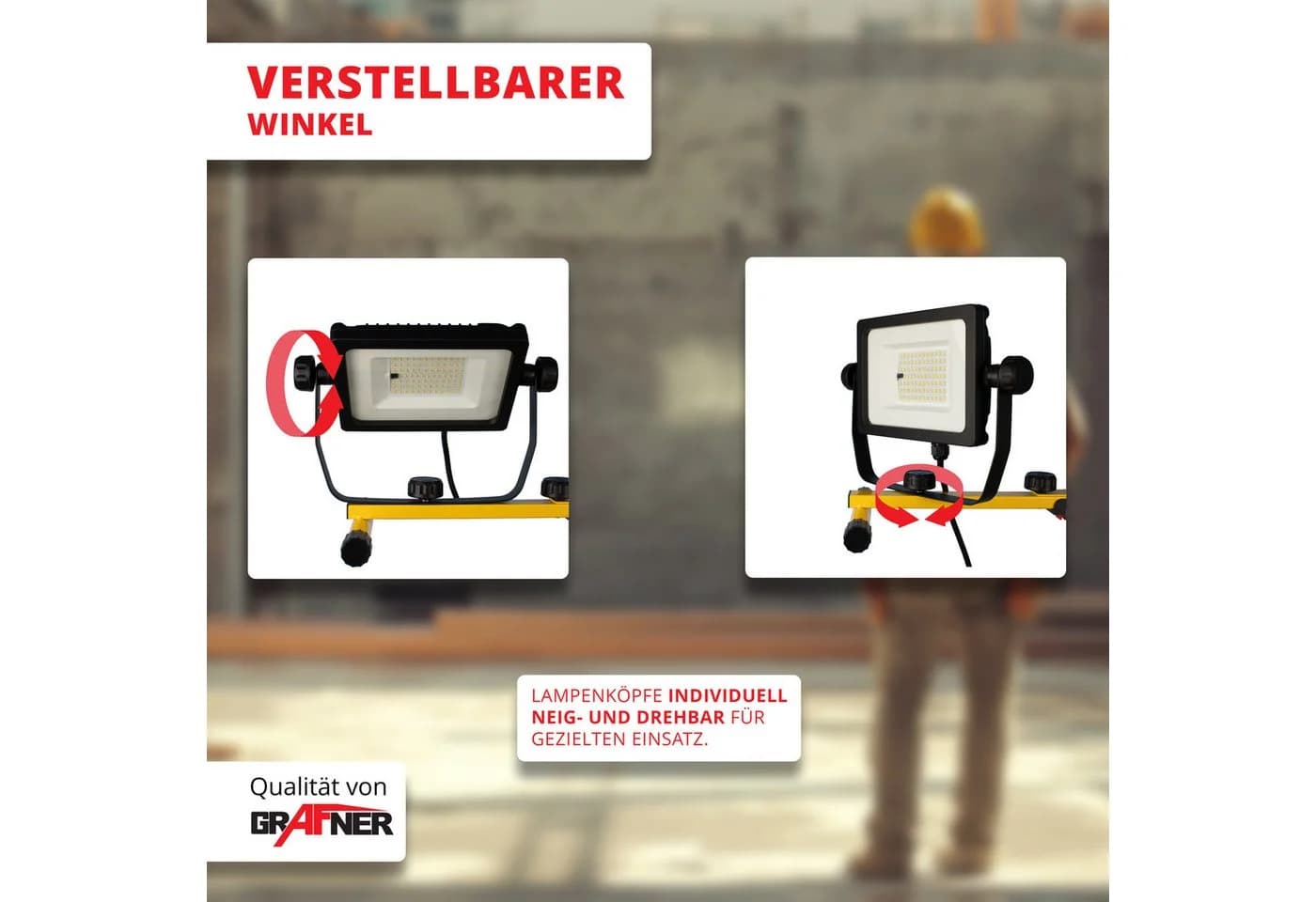 Grafner Baustrahler LED mit Stativ 2x 50W 9000Lm inkl. Fernbedienung - Bild 3