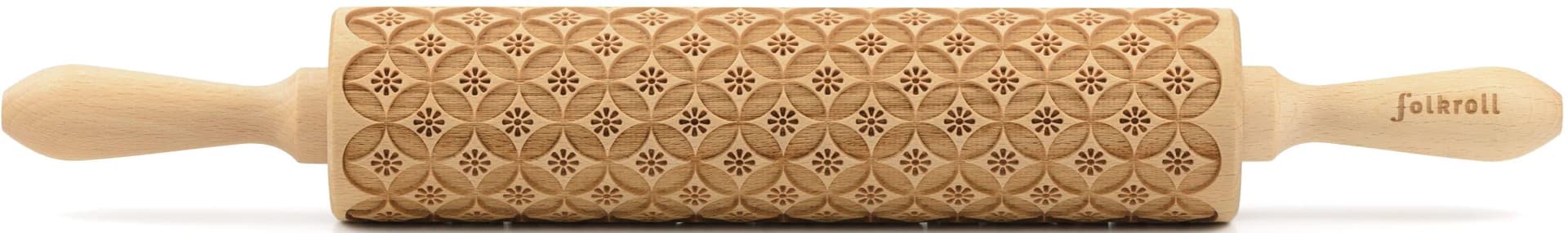 FOLKROLL 3D-Motiv-Teigrolle aus Massivholz Braun