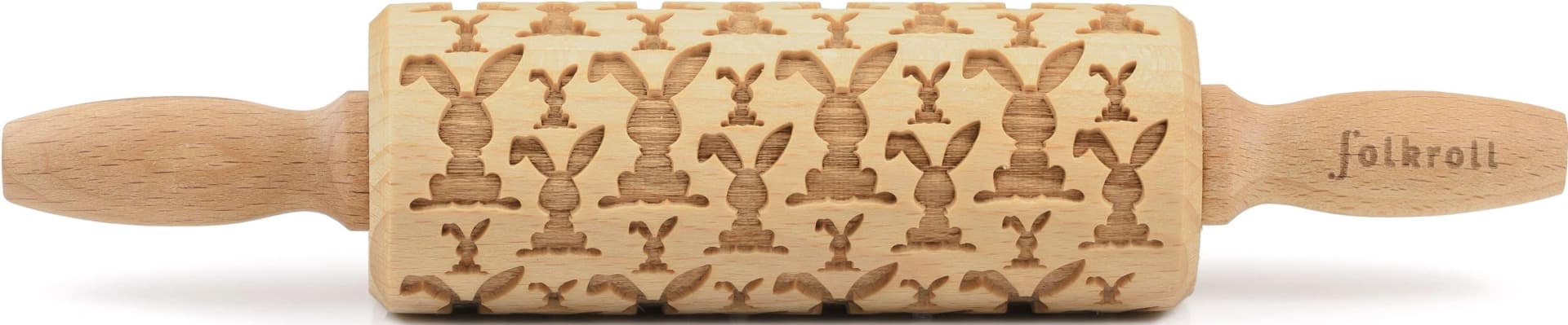 Folkroll 3D-Motiv Teigroller braun Buche Massivholz