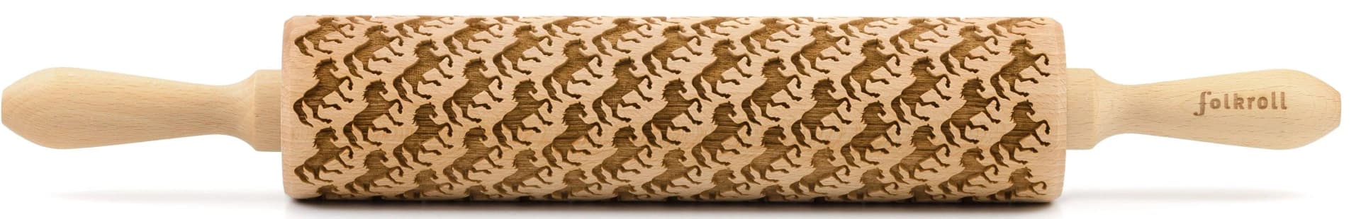FOLKROLL 3D-Motiv-Teigrolle Buche Braun Pferde