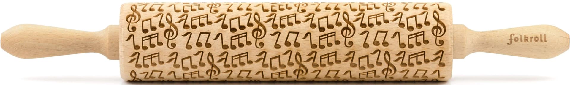 FOLKROLL 3D-Motiv-Teigrolle aus Massivholz Braun