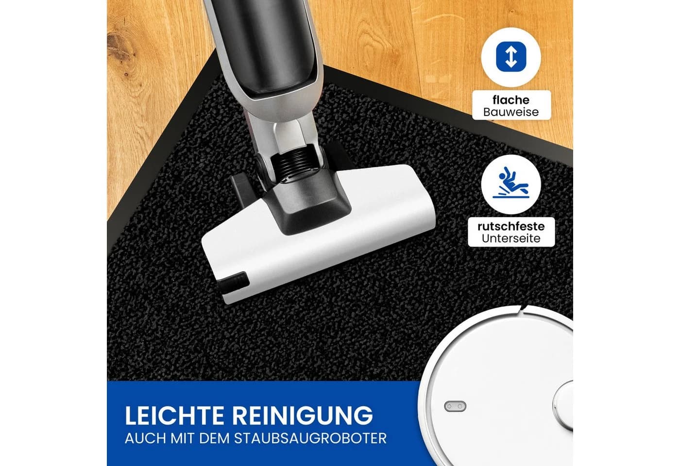 Gentle North Fußmatte Anthrazit-Schwarz Innen Außen Rutschfest Waschbar - Bild 3