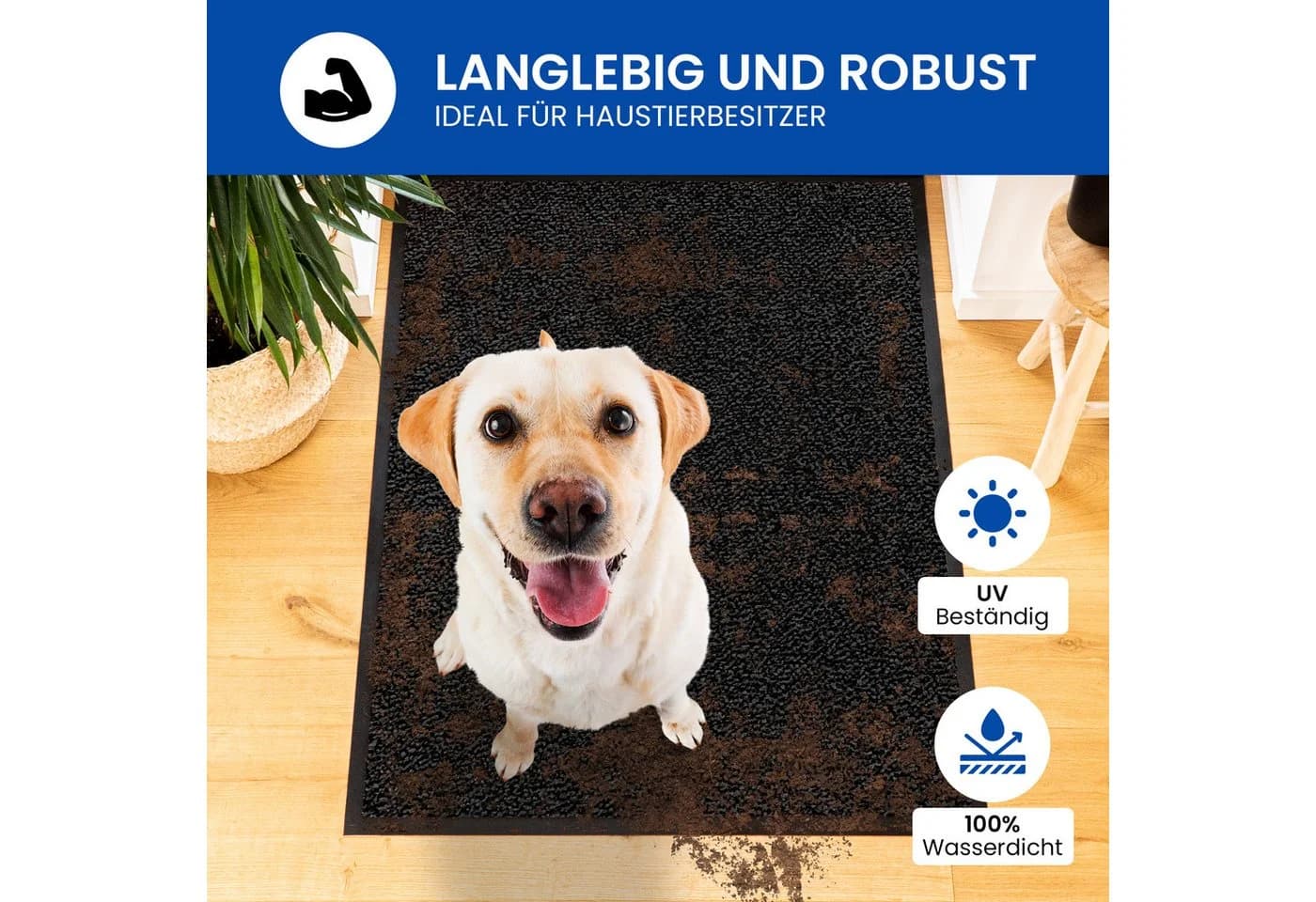 Gentle North Fußmatte Anthrazit-Schwarz Innen Außen Rutschfest Waschbar - Bild 4