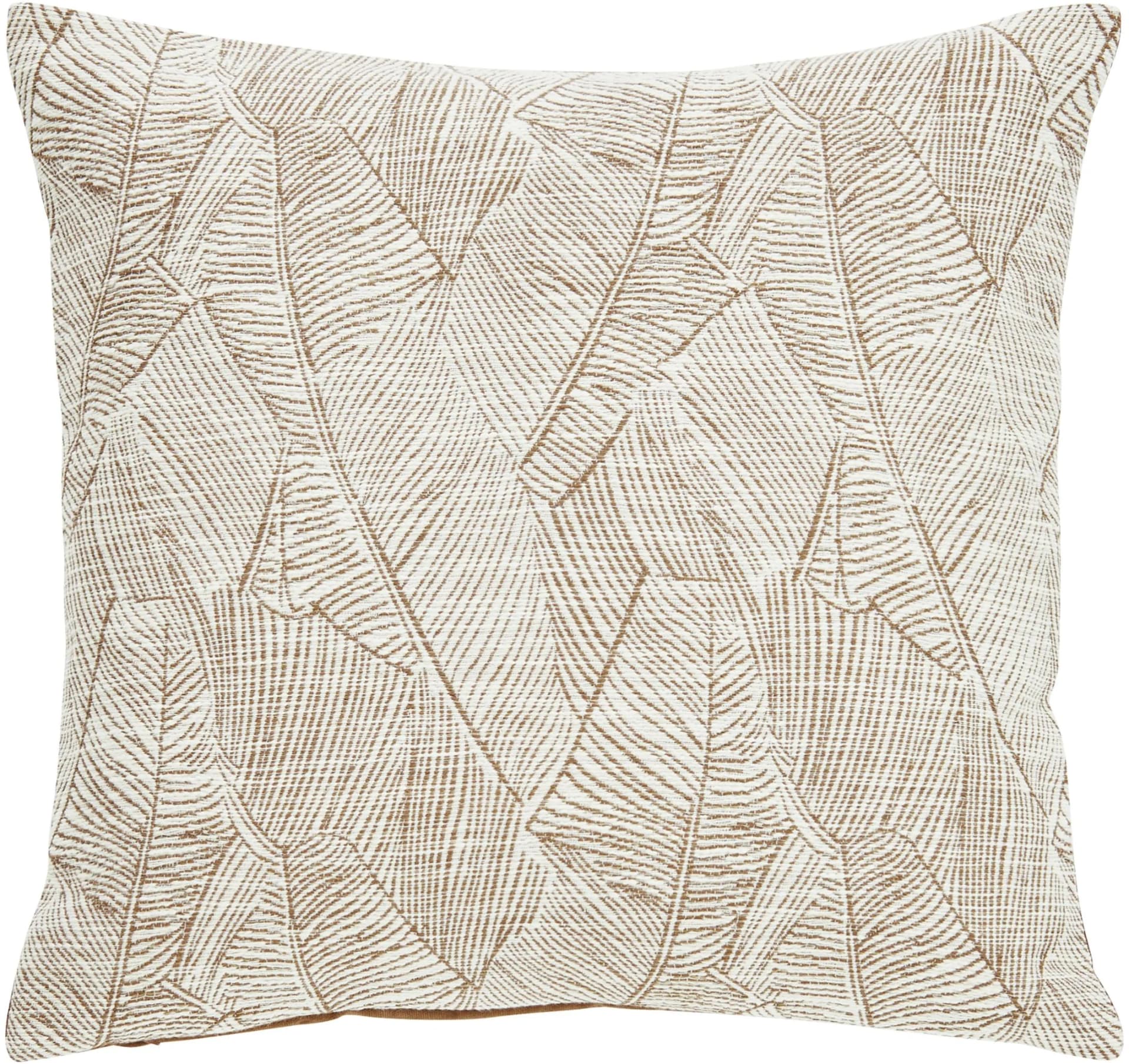 DONE. Kissenhülle Leaf Lines Grau Taupe Braun Jacquard