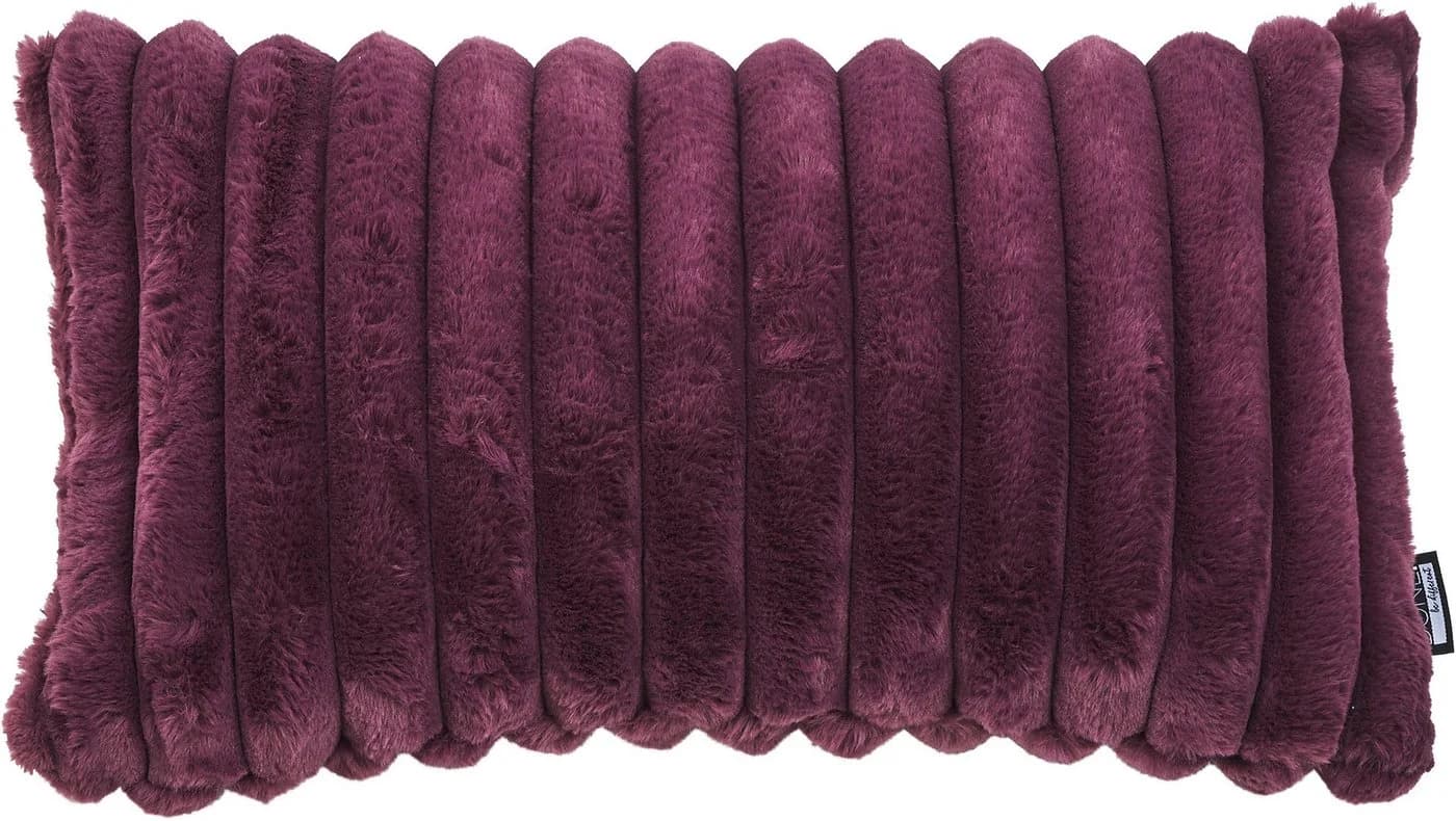 Purple Sitzkissen mit Felloptik und gestreiftem Design