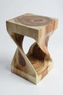 FaHome Beistelltisch Holzhocker Massiv Samanholz Geschwungen Bild 1