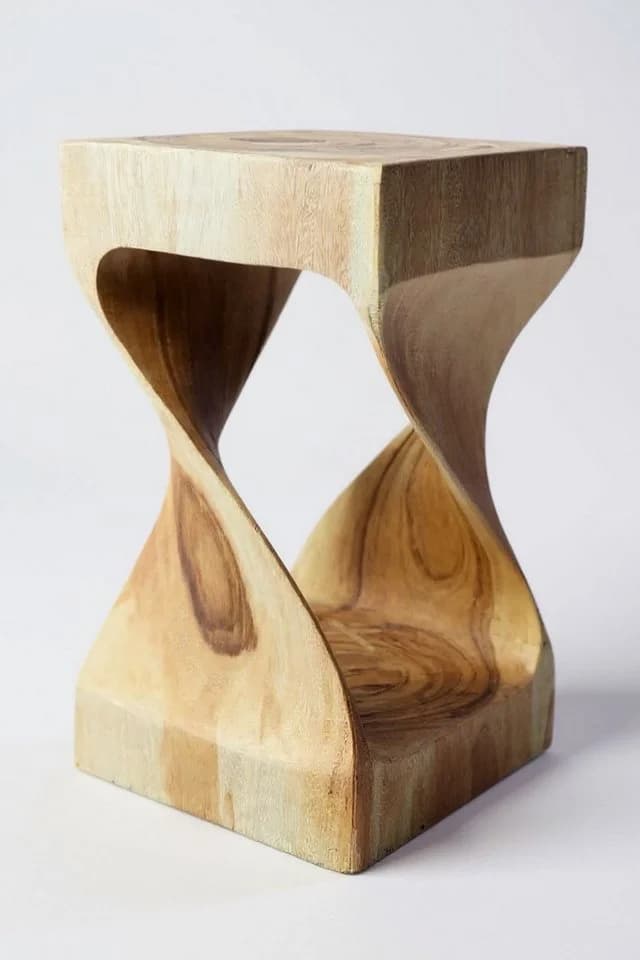 FaHome Beistelltisch Holzhocker Massiv Samanholz Geschwungen - Bild 4