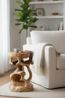 FaHome Beistelltisch Holzhocker Rund Braunes Suarholz Bild 1