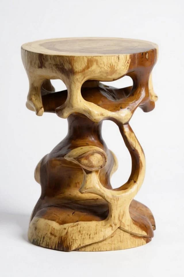 FaHome Beistelltisch Holzhocker Rund Braunes Suarholz - Bild 2