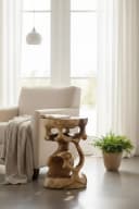 FaHome Beistelltisch Holzhocker Rund Braunes Suarholz Bild 3