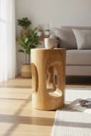 FaHome Beistelltisch Holzhocker Massiv Rund 50x30x30cm Bild 1