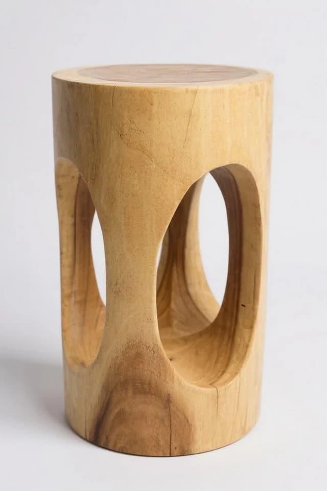FaHome Beistelltisch Holzhocker Massiv Rund 50x30x30cm - Bild 2