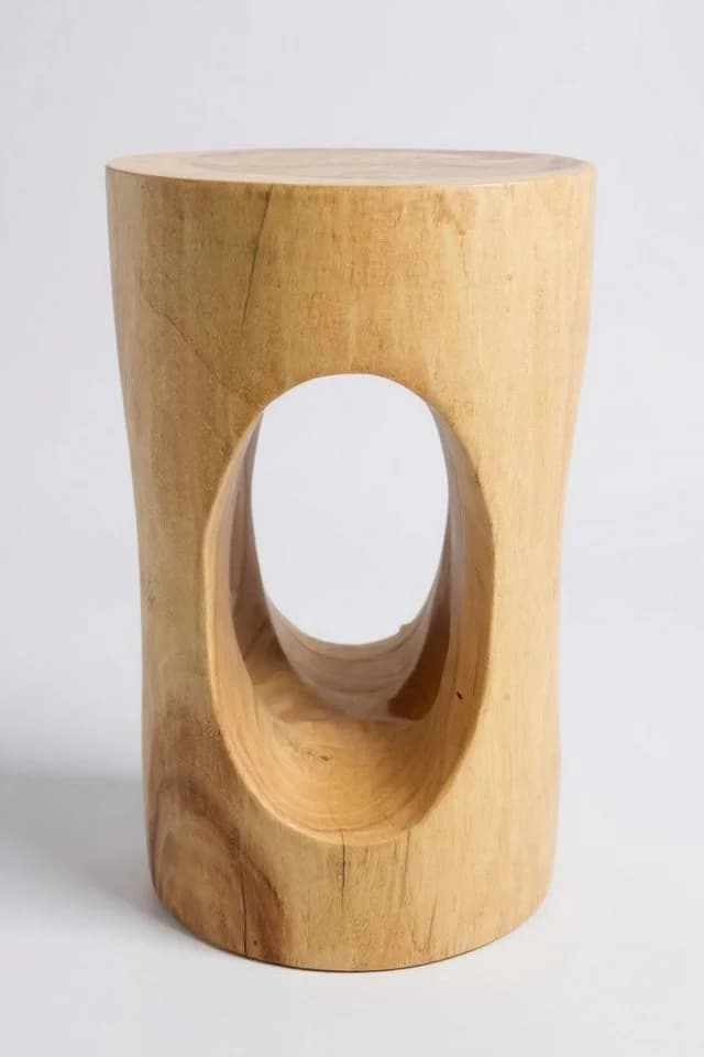 FaHome Beistelltisch Holzhocker Massiv Rund 50x30x30cm - Bild 3
