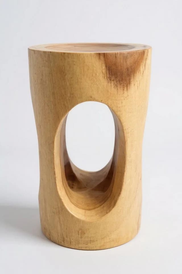 FaHome Beistelltisch Holzhocker Massiv Rund 50x30x30cm - Bild 4
