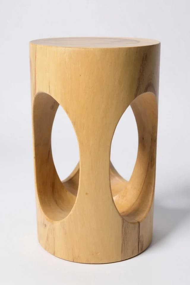 FaHome Beistelltisch Holzhocker Massiv Rund 50x30x30cm - Bild 5