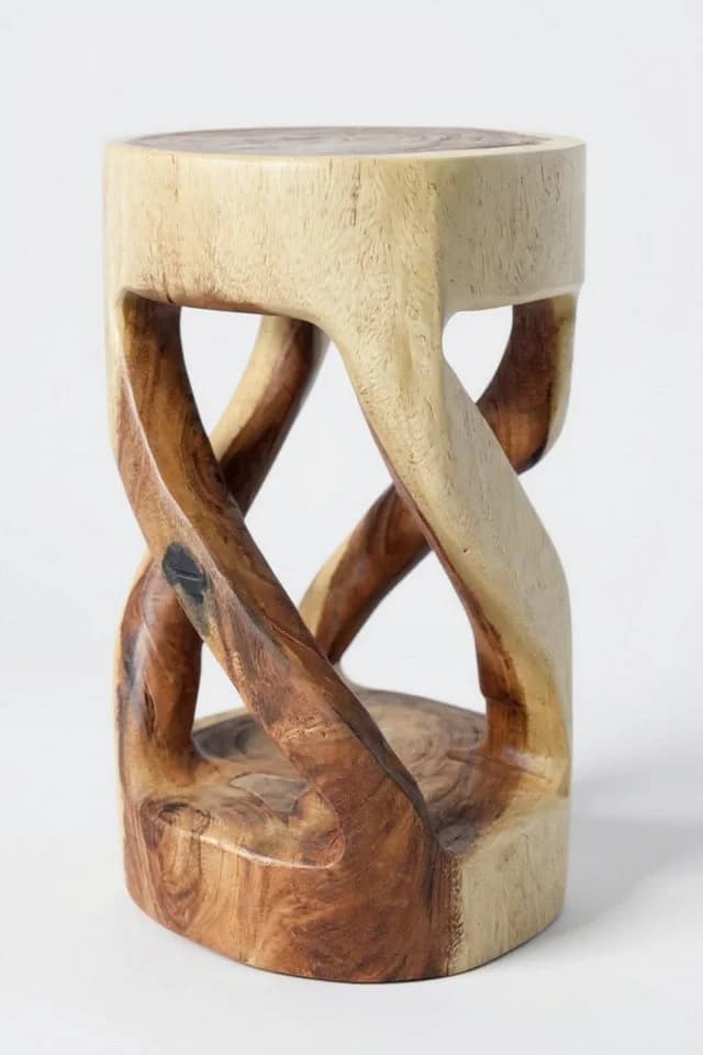 FaHome Beistelltisch Runder Holzhocker Massives Suarholz - Bild 2