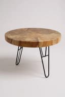 FaHome Runder Couchtisch Teakholz Metall Modern 60cm Bild 1