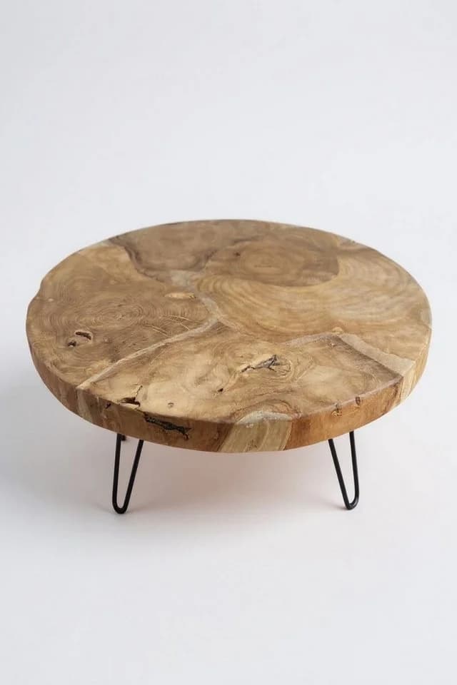 FaHome Runder Couchtisch Teakholz Metall Modern 60cm - Bild 4