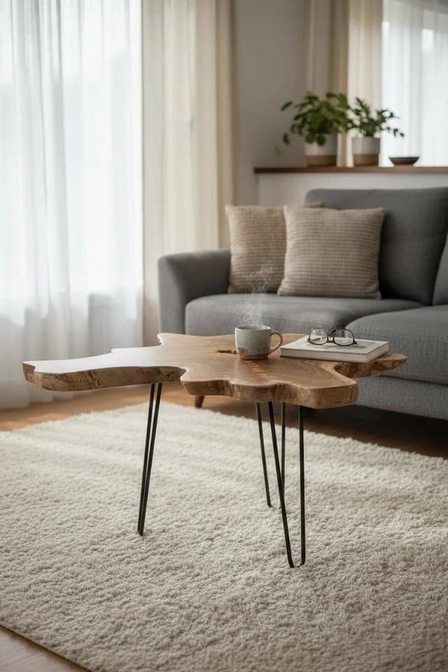FaHome Beistelltisch Holz Baumquerschnitt-Tischplatte