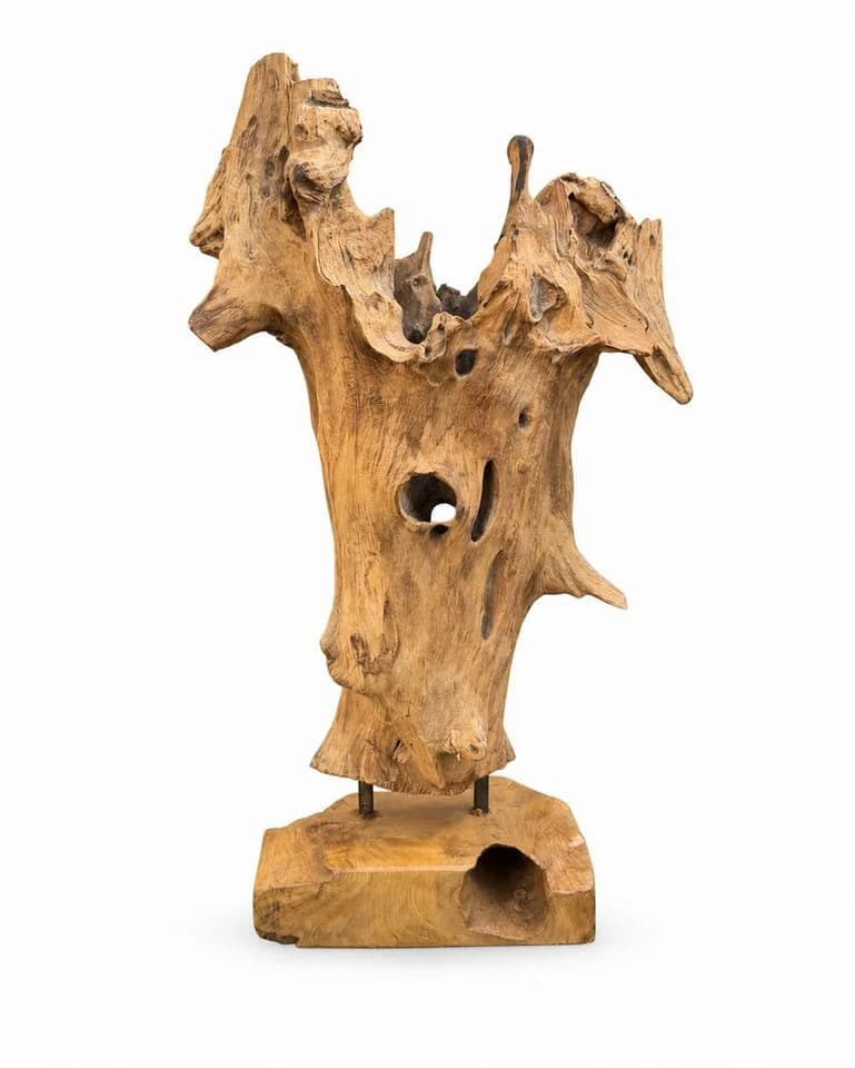 FaHome Skulptur Teakholz Handgefertigt Natürliche Maserung Braun - Bild 2