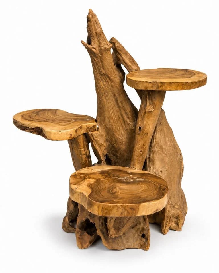 FaHome Ablageregal FaHome-191 Teakholz Pflanzenständer - Bild 4
