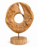 FaHome Skulptur Teakholz Ringform Wurzelholz natürliche Maserung Bild 2