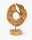 FaHome Skulptur Teakholz Ringform Wurzelholz natürliche Maserung Bild 4
