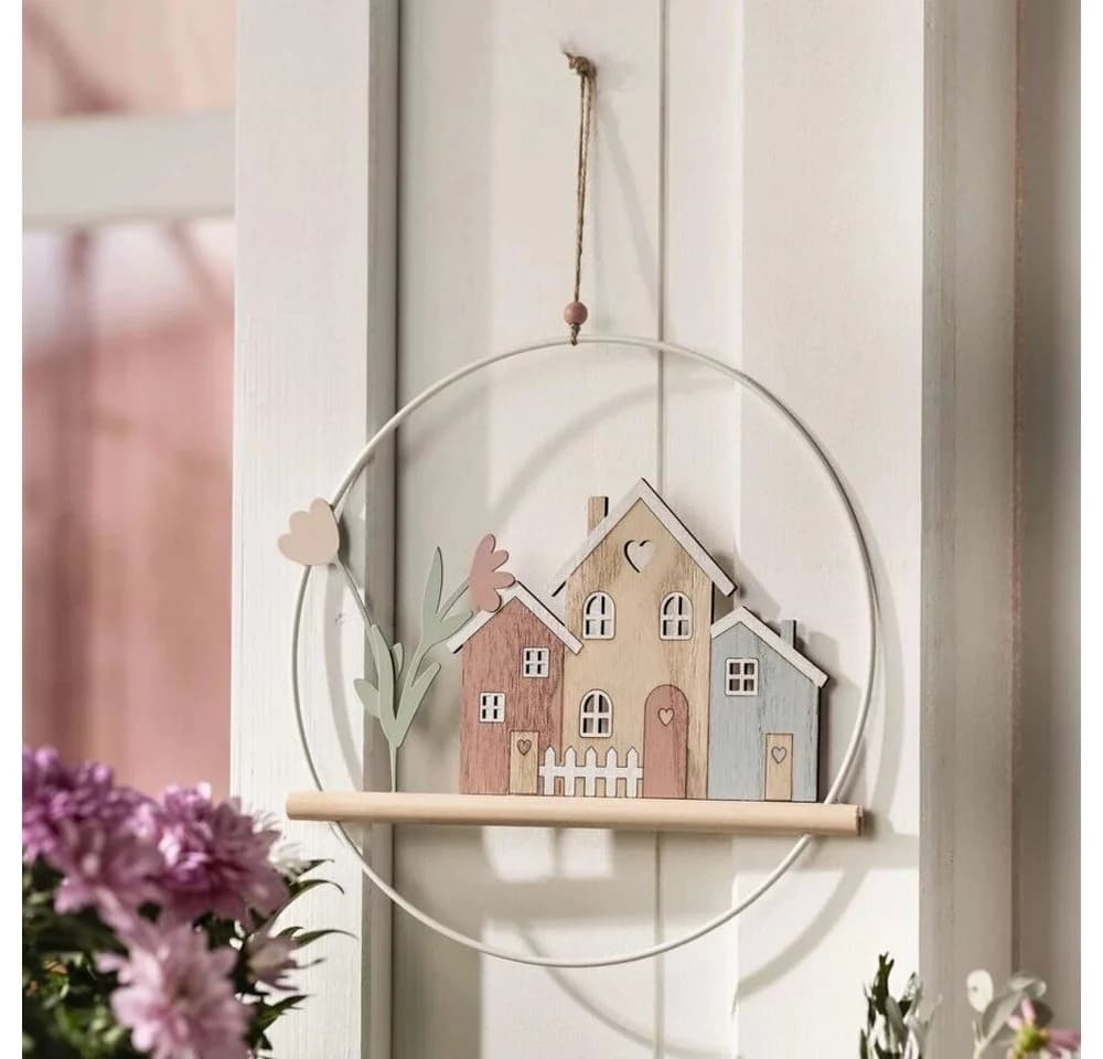 Home-trends24.de Dekohänger Haus Ring Metall Wand Fenster