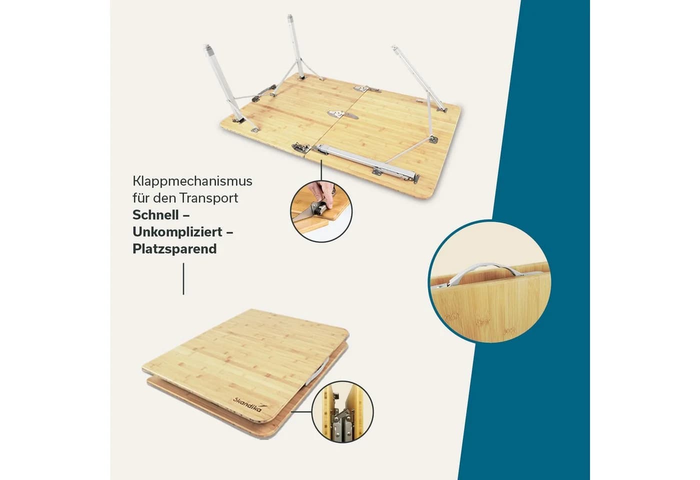 Skandika Campingtisch Tolja Bambus Falttisch silber - Bild 5