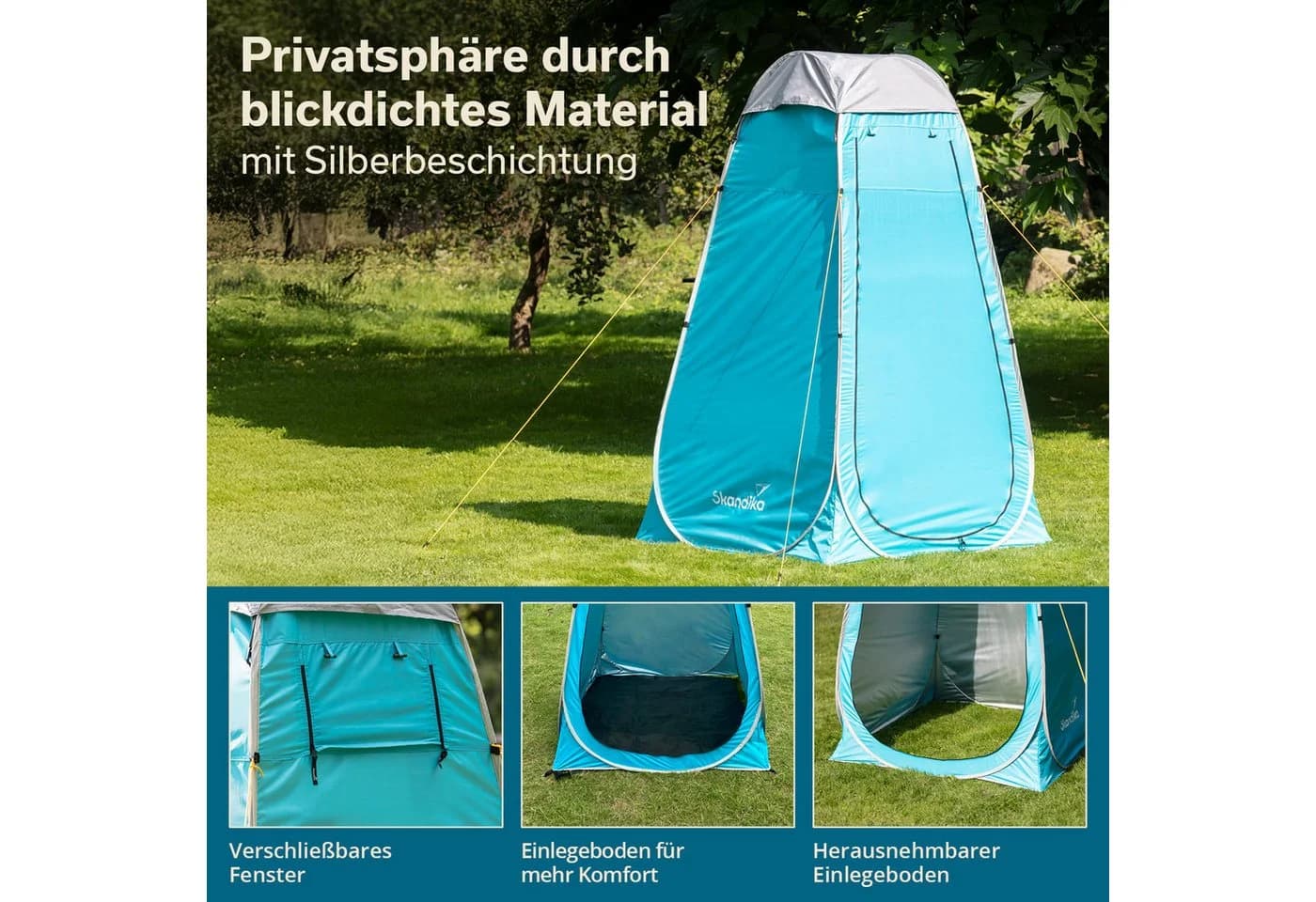 Skandika Duschzelt Pop Up 1 Person Silberbeschichtet - Bild 4