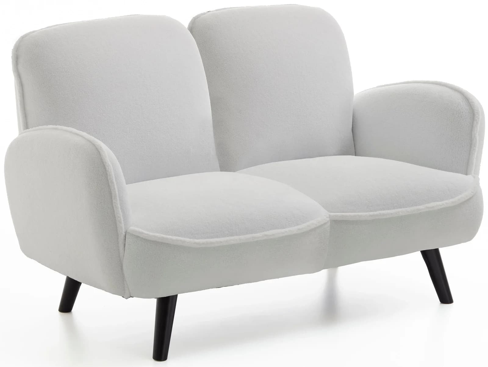 ATLANTIC HOME COLLECTION 2-Sitzer Sofa Ben Weiß Samtstoff Fellimitat