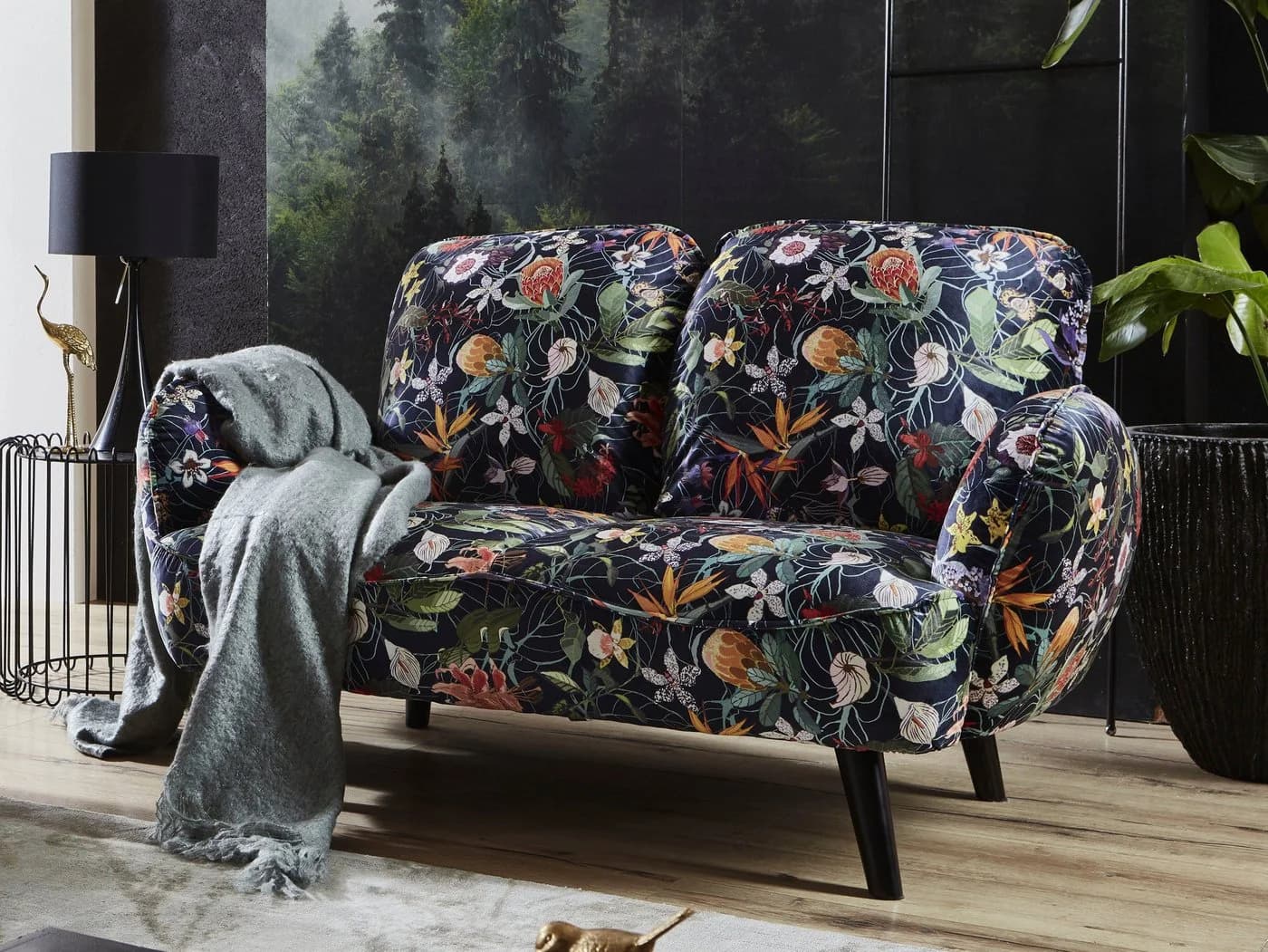 ATLANTIC HOME COLLECTION 2-Sitzer Ben Samtstoff Bunt Lila