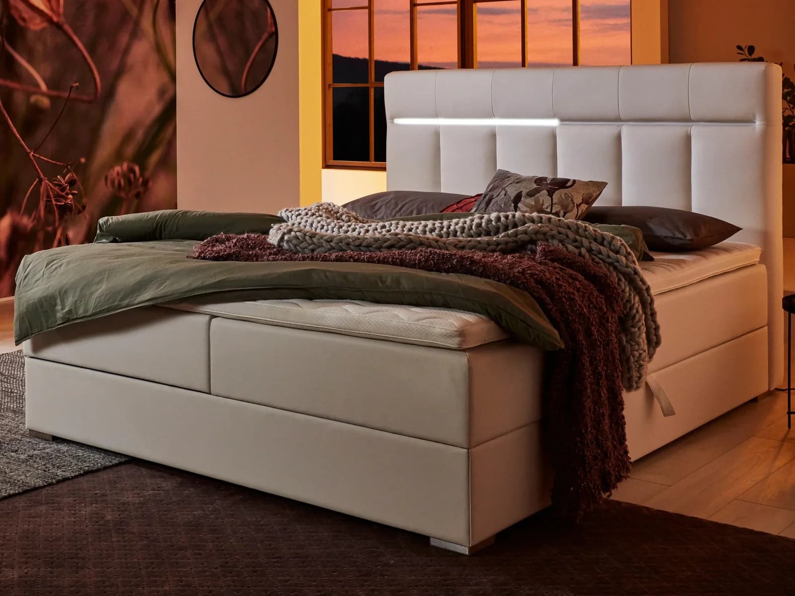 ATLANTIC HOME COLLECTION Boxbett Tessa Weiß LED Bettkasten