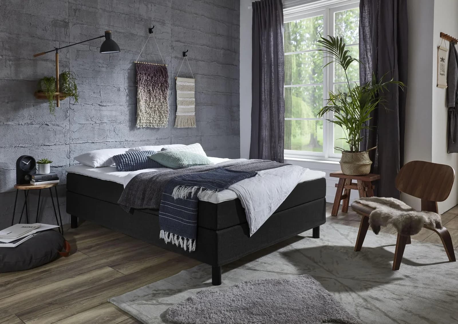 ATLANTIC HOME COLLECTION Boxbett Happy Schwarz mit Matratze und Topper