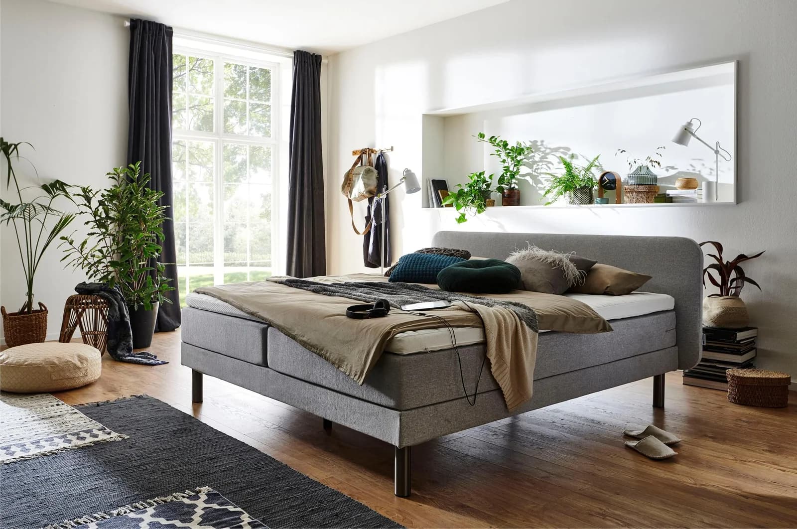 ATLANTIC HOME COLLECTION Boxspringbett Carola hellgrau 160x200 cm