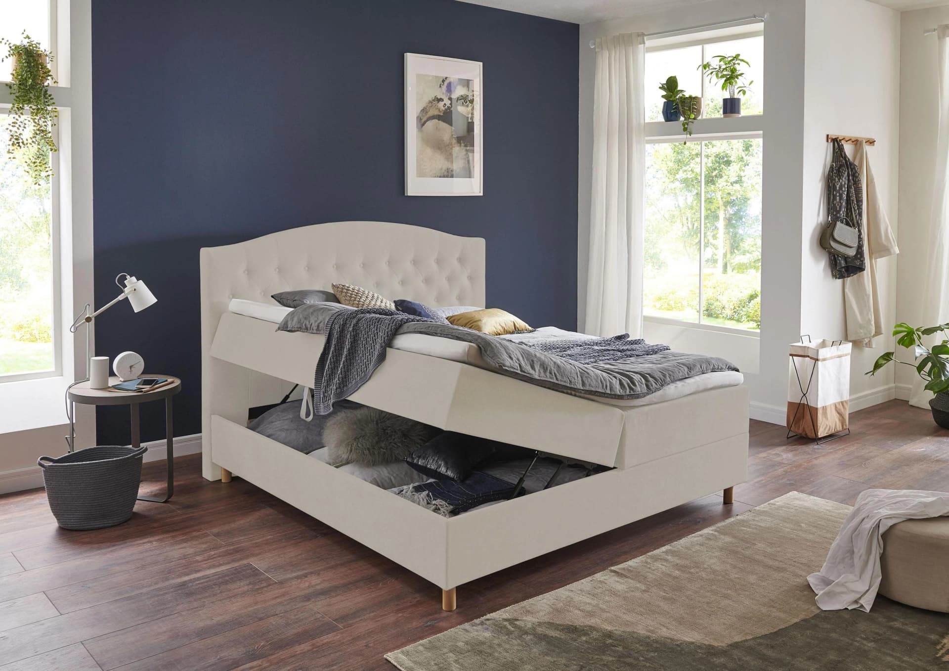 Home Affaire Boxbett Piemont Cremebraun mit Bettkasten und Matratzen