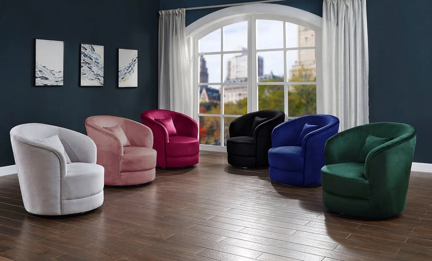 ATLANTIC HOME COLLECTION Drehsessel Colin Waldgrün Samtvelours mit Zierkissen - Bild 5