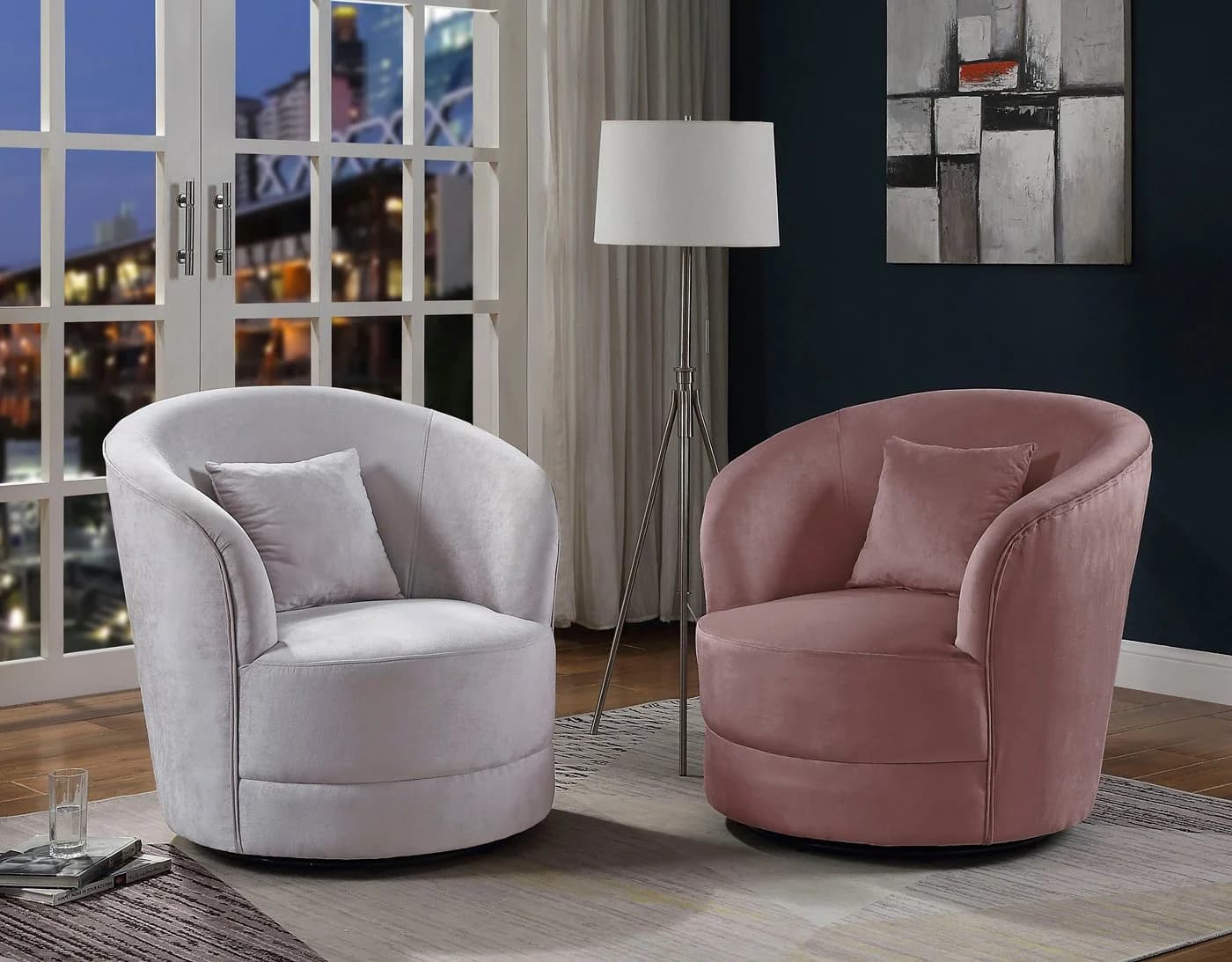 ATLANTIC HOME COLLECTION Drehsessel Colin Grau Samtvelours - Bild 2